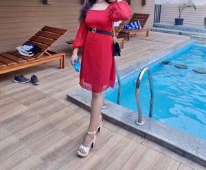 Red Long Sleeve Mini Dress