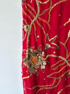 Elegant Red Embroidered Saree