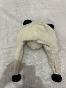 Cute white lion Hat with Attached Mittens