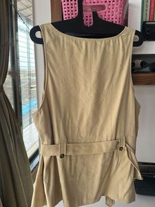 Tan Button-Down Sleeveless Top
