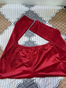 Maroon Color Velvet Leggings