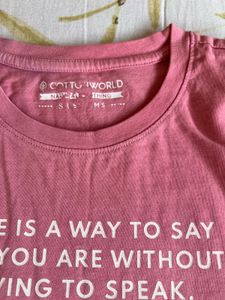Cotton World Pink Tshirt M Size