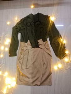 Olive & Beige Color Block Dress