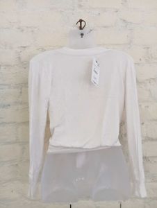 White Tie Front Knit Top