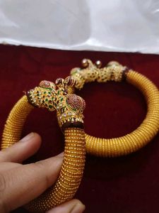 Elegant Gold-Tone Elephant Kada Set