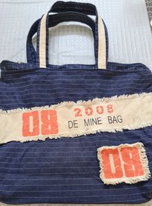 Striped Blue Denim Bag for a smart look