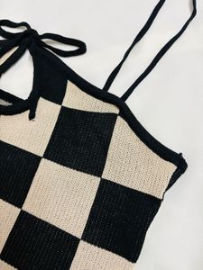 Checkered Knit Cami Top
