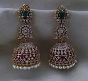 AD Gold Jhumka Earrings