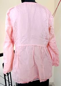peach Embroidered Tunic Top