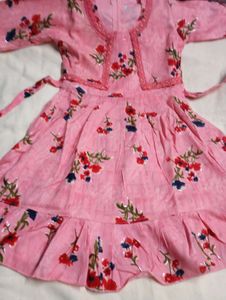 Pink Floral Kurti with Leggings