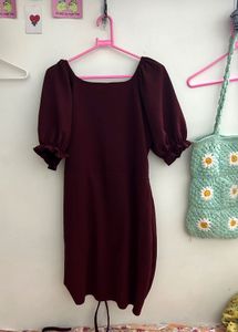 Selvia Maroon Bodycon Dress | Size Xl
