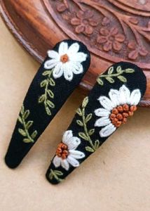 Floral Embroidered Hair Clips (pairs of 1)