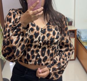 Leopard Print Long Sleeve Top