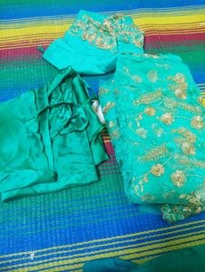 Green Embroidered Saree Blouse