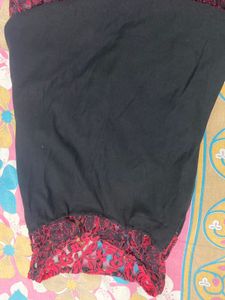Peach Black Net Top
