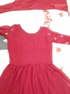 Maroon Embroidered Kurta Set