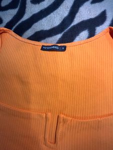 Square Neck Orange Top