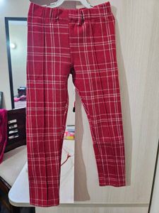 Girls Red Plaid Pants 4-5 years