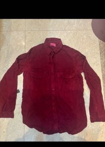 Burgundy Corduroy Shirt Dress