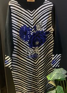 Striped Floral Woolen Kurta