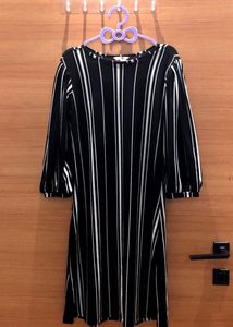 AND black & white stripped dress