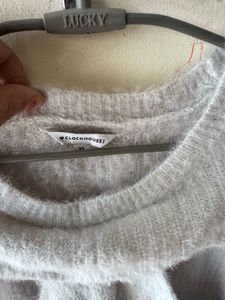 White Cutout Knit Sweater