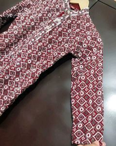 Maroon Kurta White Pajami Set For 3- 4 Year Boy