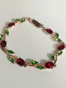Floral Red & Green Gem Bracelet