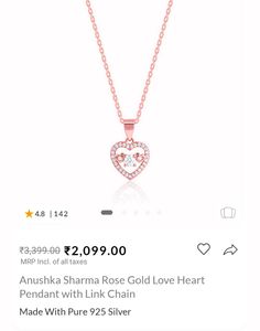 Giva 925 Silver Chain+Pendant (Rose Gold Color)