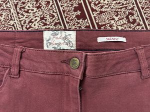 Skinny Maroon Denim Jeans