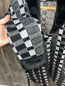 Checkered Black &amp; White Cardigan