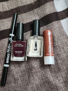 Miniso Nailpolish(2) + Himalaya Lipbalm + Blue Heaven Dual Kajal Plus Liner