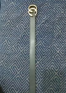 Faux Leather Black Belt With Golden Buckle