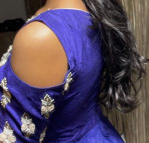 Blue Indo Western Gown