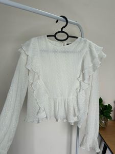 White Ruffle Blouse