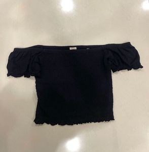 Black Two Ways Stretchable Crop Top