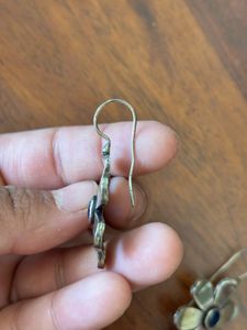 Oxidised Silver Flower Earrings