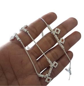 Silver Anklet with Square Detailing