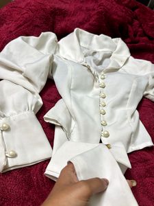 Pearl White Shirt Pattern Top