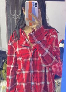 Red Plaid Pajama Set top