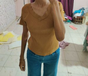Mustard V-Neck Top