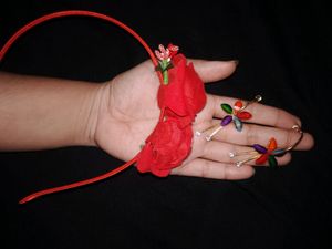 Red Combo Of Headband And Cutie Earrings