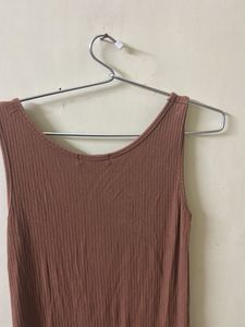 Brown Midi Slip Dress