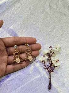 Cute Teddy Bear Necklace and Earring