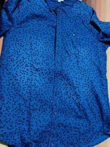 Lee Cooper Men Blue Printed Cotton Casual Shirt