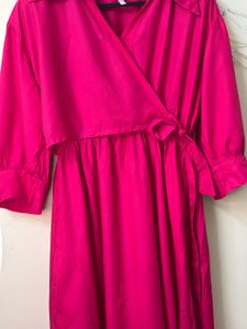 Pink Wrap Midi Dress