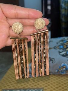 Fringe Beaded Statement Earrings
