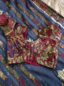 Elegant Blue Embroidered Saree