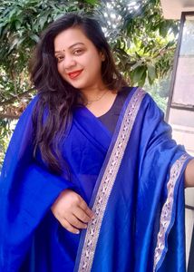 Elegant Blue saree with banarasi dupatta stylish