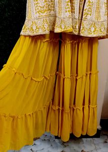 Yellow Embroidered Ruffle Dress